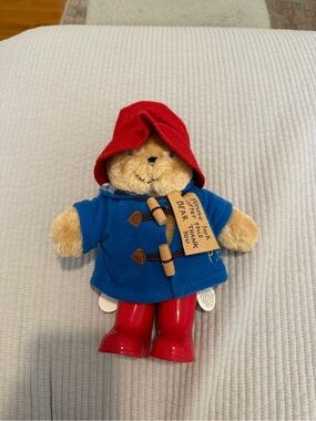 Classic Plush Bear in Blue Coat & Red Hat